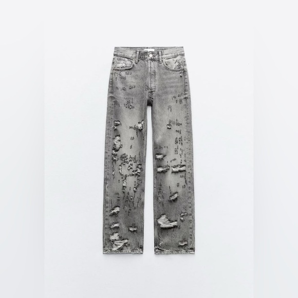 Zara Denim - BRAND NEW ZARA Distressed Grey Denim Jeans Size  US 0 UK 32